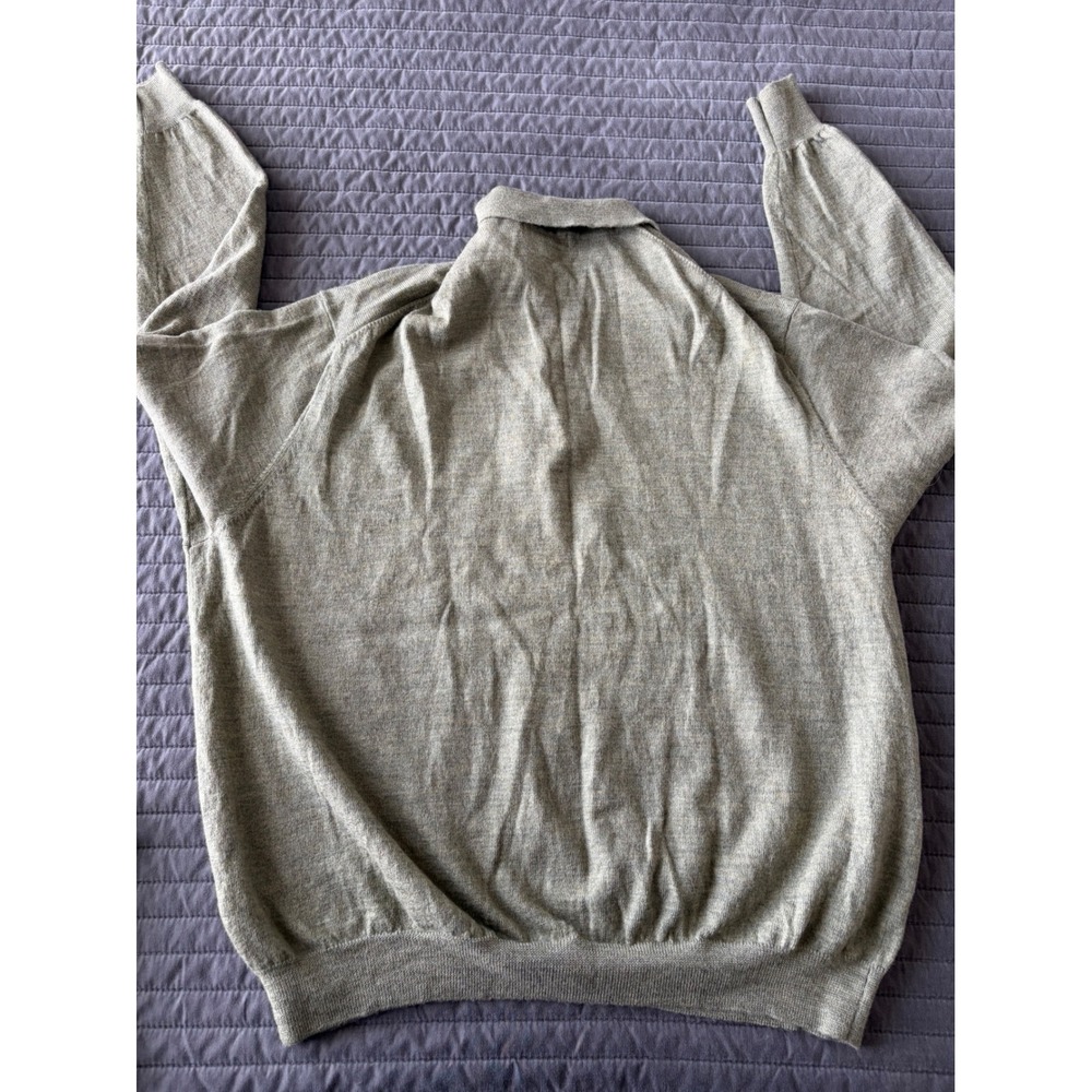 Club Room Mens XXL Merino Wool Long Sleeve Polo Sweater Olive Green Heather - Picture 8 of 8